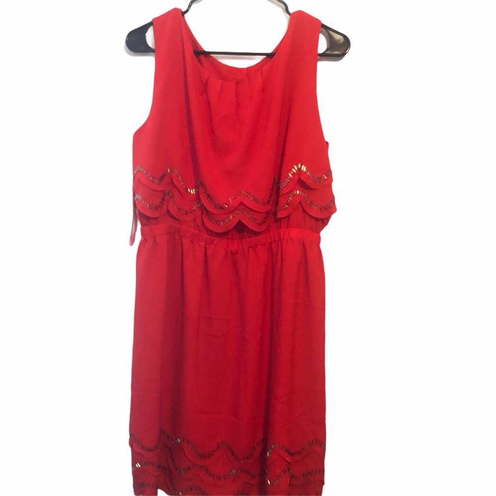 Gianni Bini Bobo Red Beaded Midi Dress Siz…